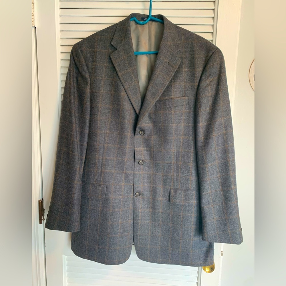 Hart Schaffer Marx men’s gray plaid wool sport coat size 42L